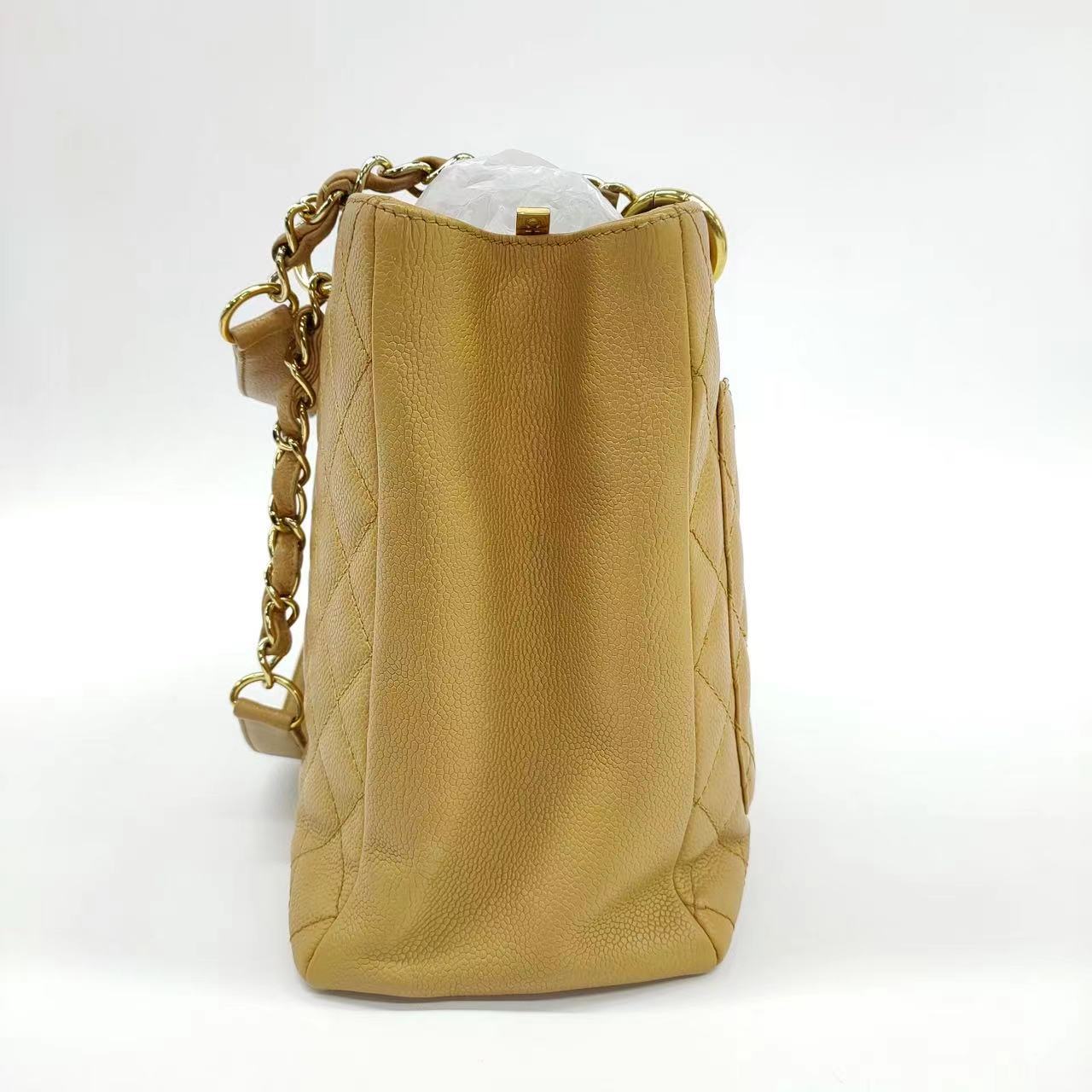 Chanel GST Grand Shopping Tote Camel Caviar Leather PM