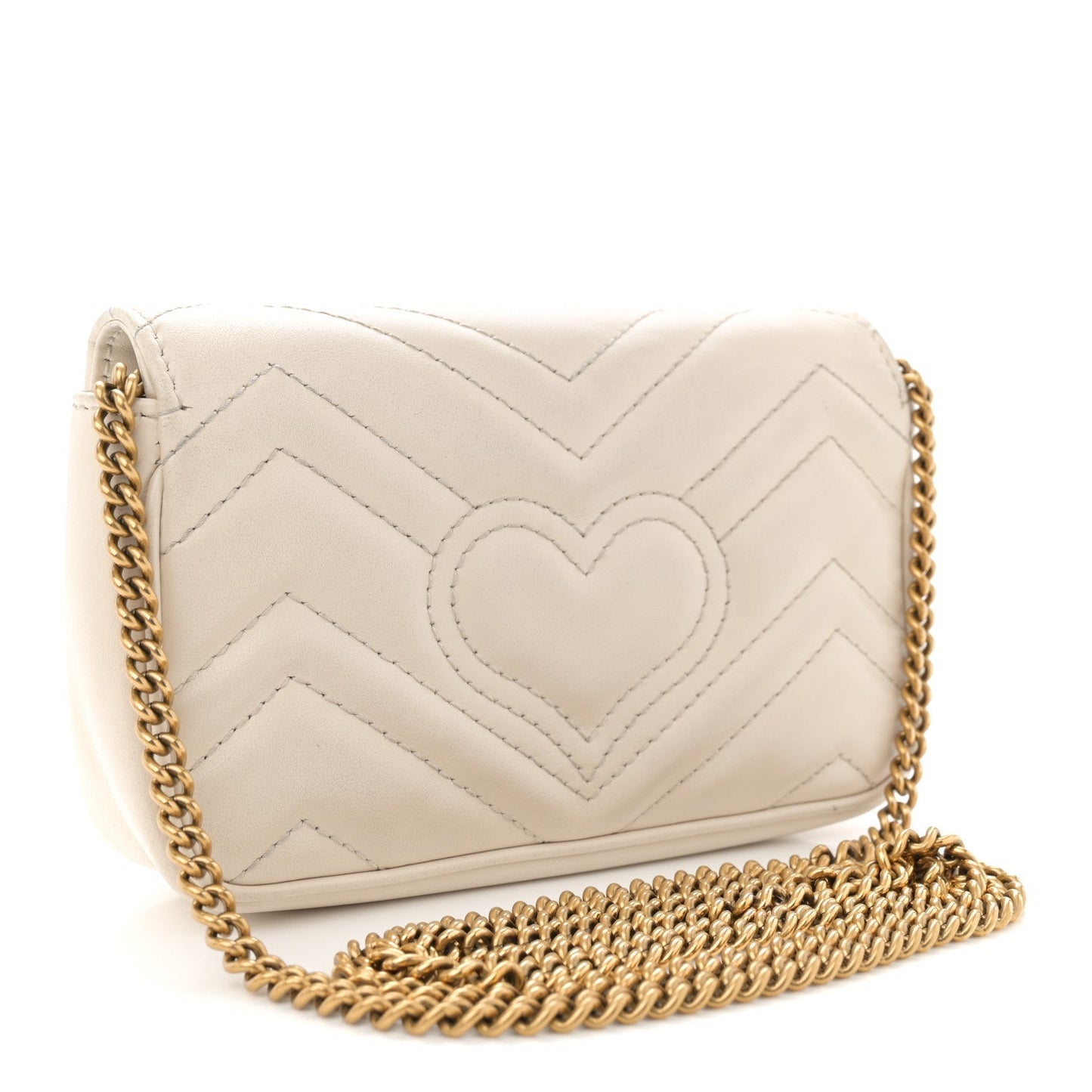 Amelia Calfskin Matelasse Super Mini GG Marmont Shoulder Bag White