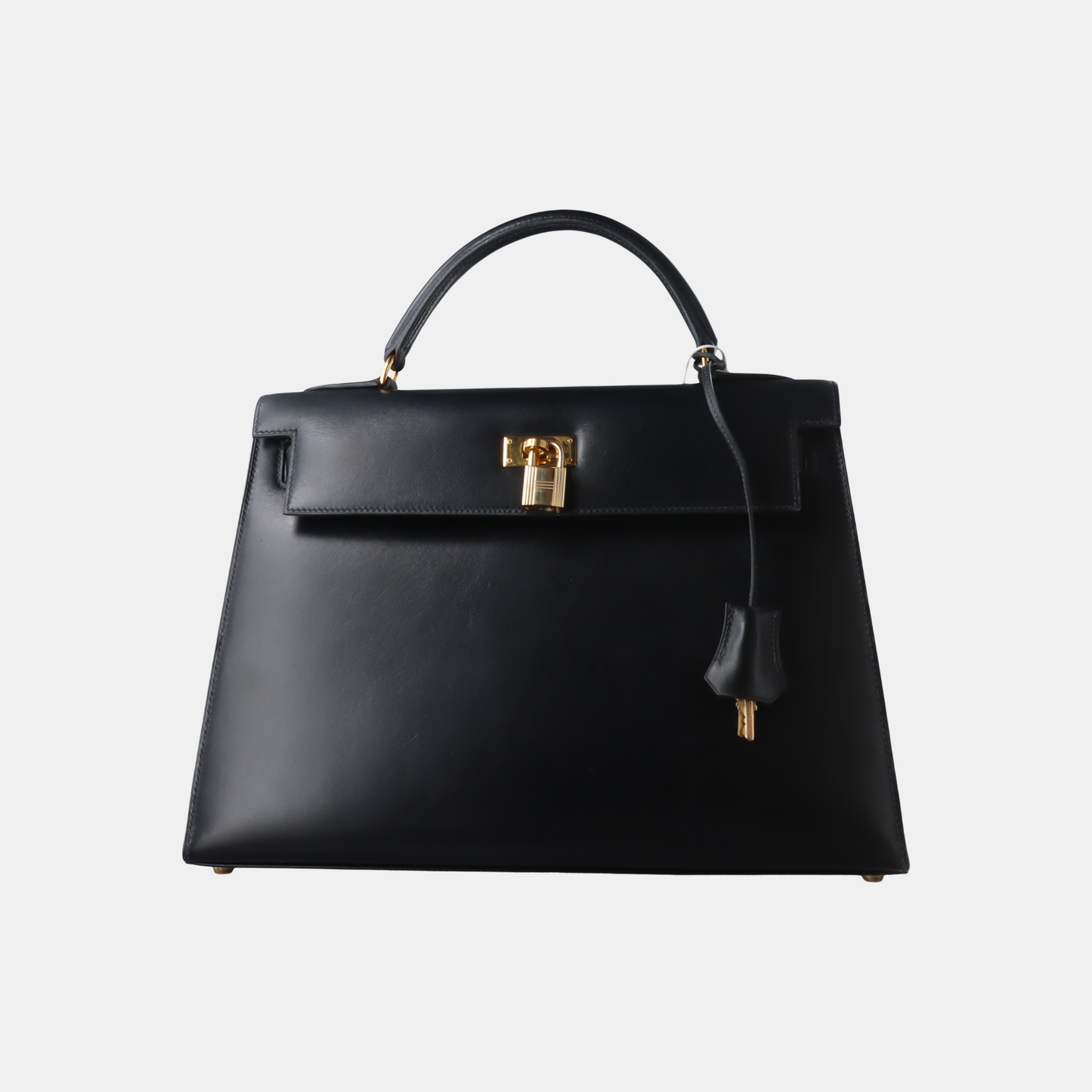 Hermes Kelly 32 Sellier Black Box Leather Gold HW 1993