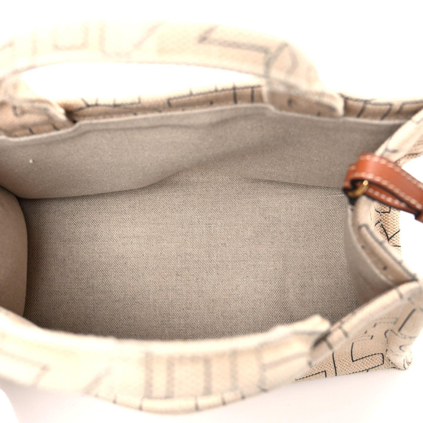 Celine Canvas Calfskin All Over Print Small Cabas Thais Natural Tan