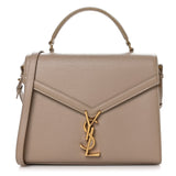 Saint Laurent Grain de Poudre Medium Classic Monogram Cassandra Top Handle Dark Beige