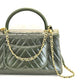 Chanel Calfskin Coco Chevron Quilted Top Handle Bag