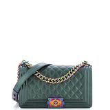 CHANEL Boy Flap Bag Quilted Iridescent Goatskin Old Medium