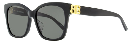 Blnciaga Women's Square Sunglasses BB0102SA 001 Black/Gold 57mm