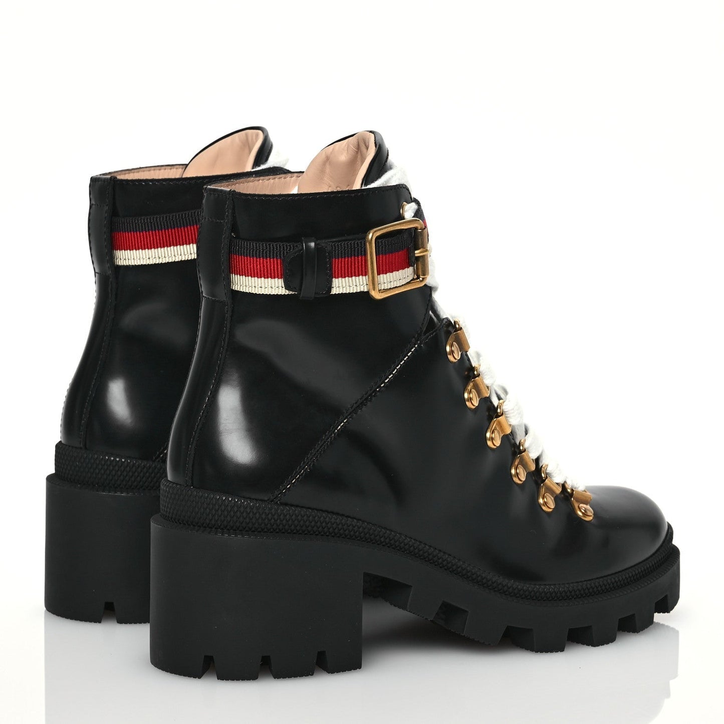 Amelia Calfskin Sylvie Web Womens Lace Up Combat Boots 35 Black