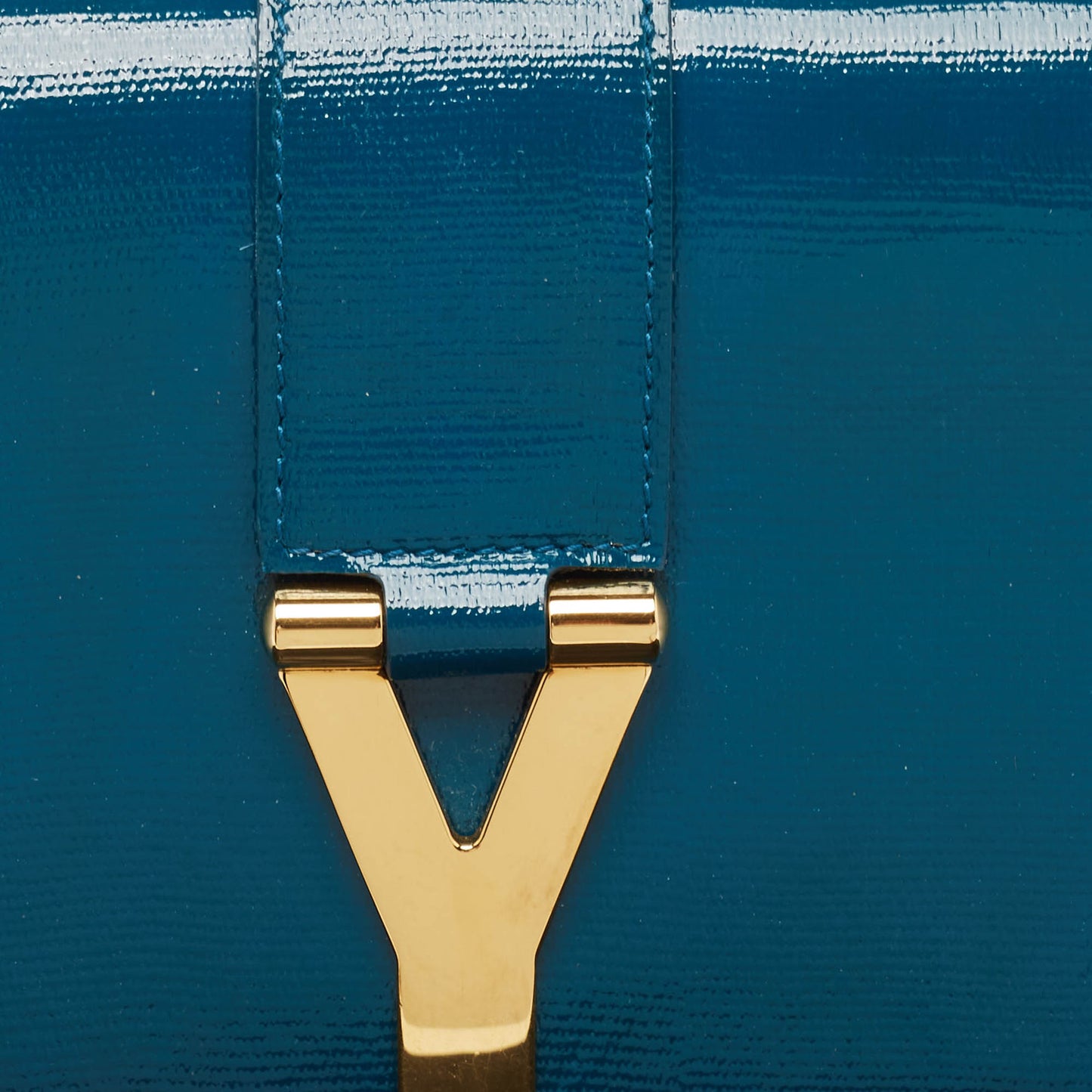 Saint Laurent Teal Green Patent Leather Y Line Clutch