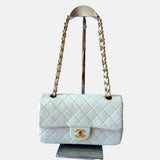 Chanel Classic Flap   1995 White Lambskin Leather with 24k Gold Hardware