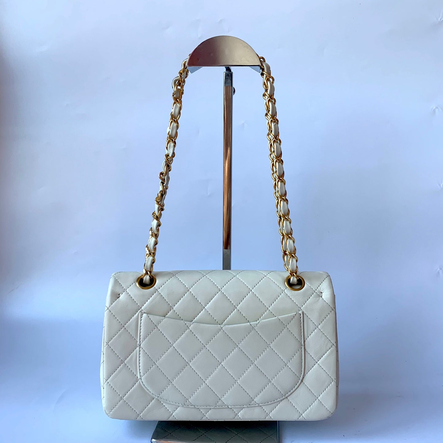 Chanel Classic Flap   1995 White Lambskin Leather with 24k Gold Hardware