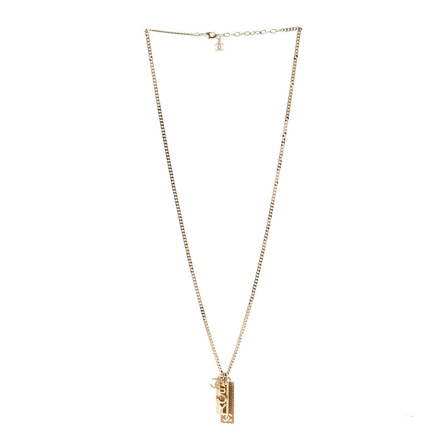 Amelia Metal Crystal CC Boy Pendant Long Necklace Gold