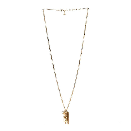 Amelia Metal Crystal CC Boy Pendant Long Necklace Gold
