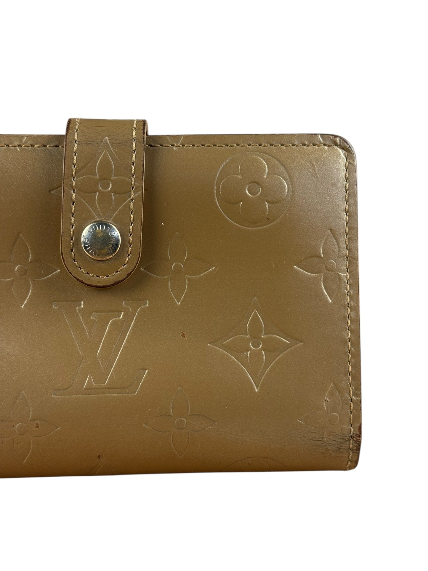 Louis Vuitton Matte Vernis Compact Wallet Beige