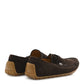 Amelia Suede Mens InterLocking G Driver Loafers 8 Cocoa