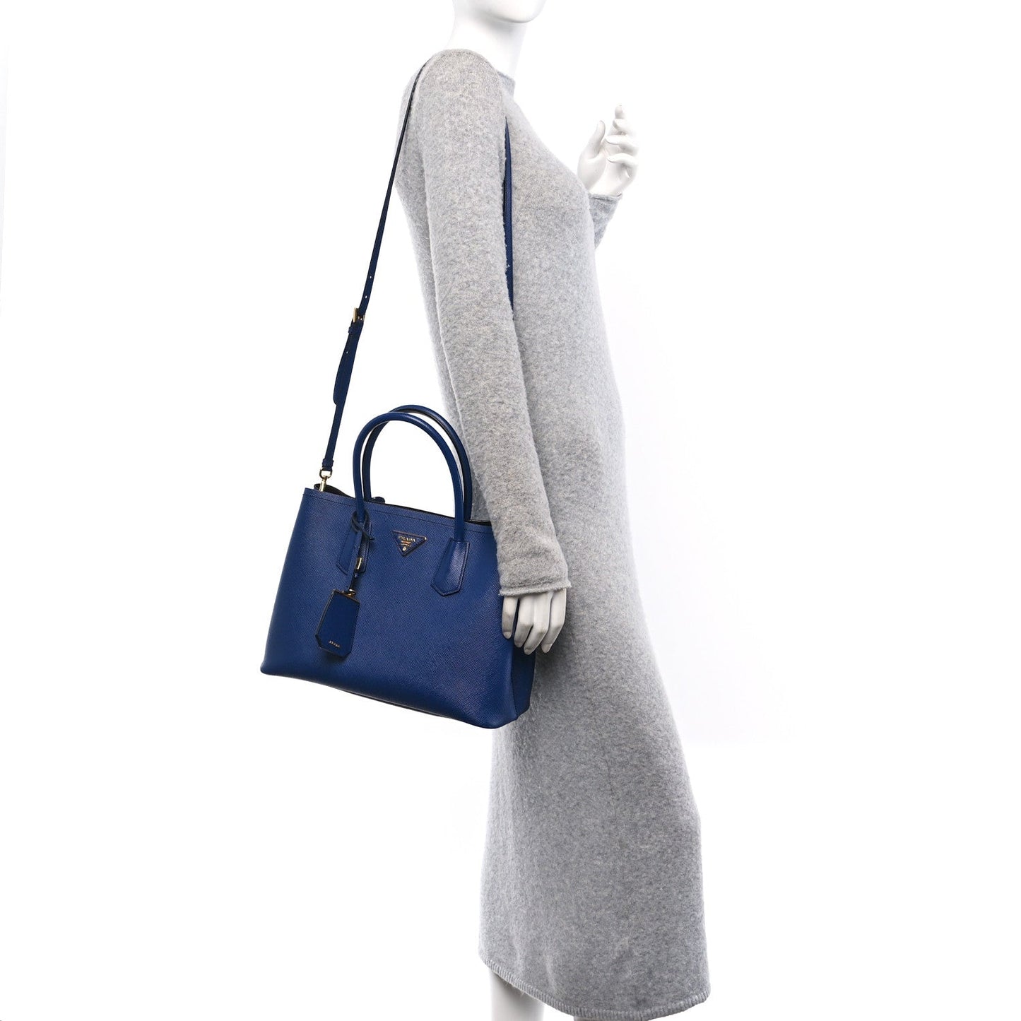 Prada Saffiano Cuir Small Double Bag Inchiostro