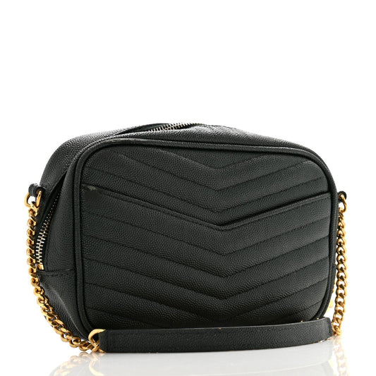 Saint Laurent Grain De Poudre Matelasse Monogram Mini Lou Camera Bag New Vert Fonce