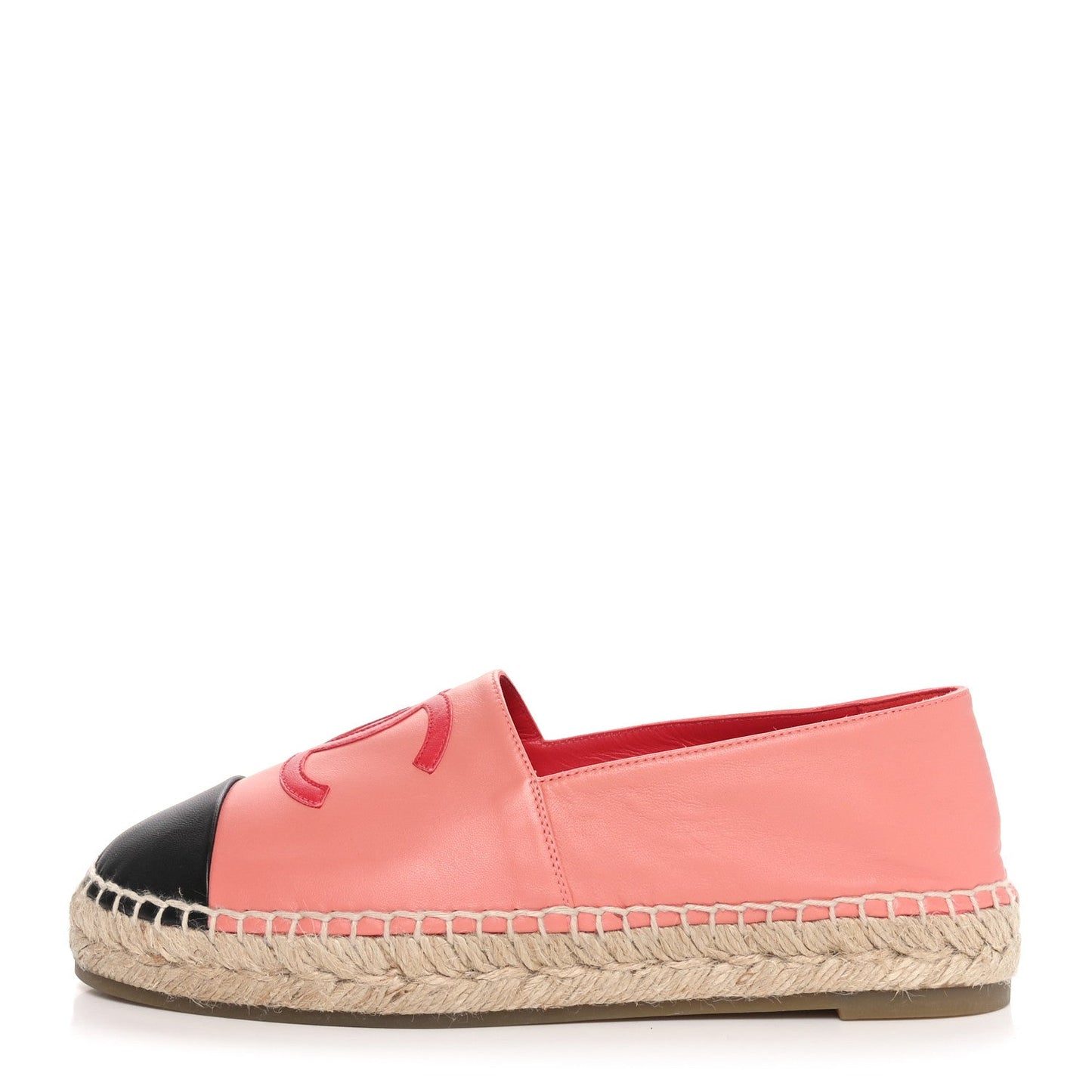 Amelia Lambskin CC Espadrilles 39 Pink Red Black
