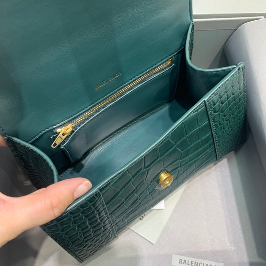 BLN-Ciaga Hourglass Small Handbag In Dark Green, For Women,  Bags 9in/23cm