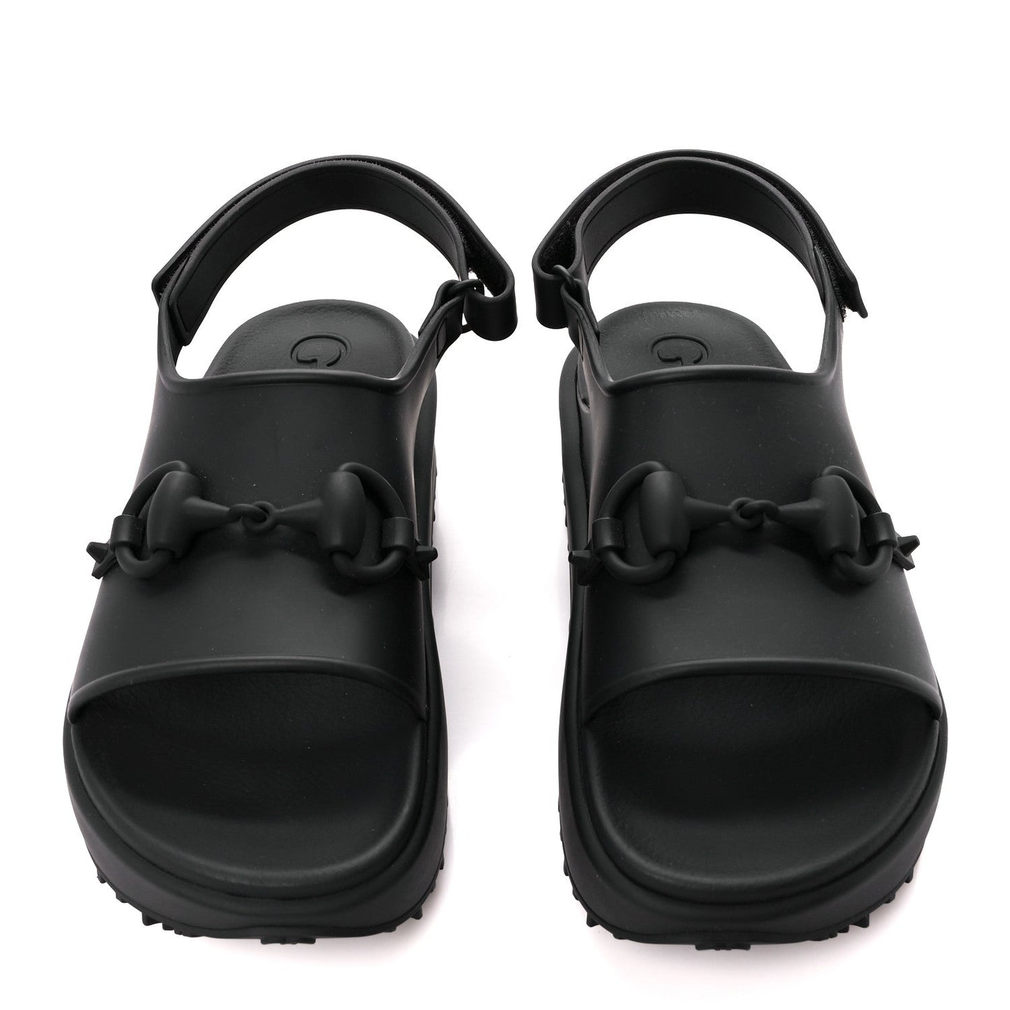 Amelia Soft Rubber Mens Horsebit Platform Slingback Sandals 9 Black
