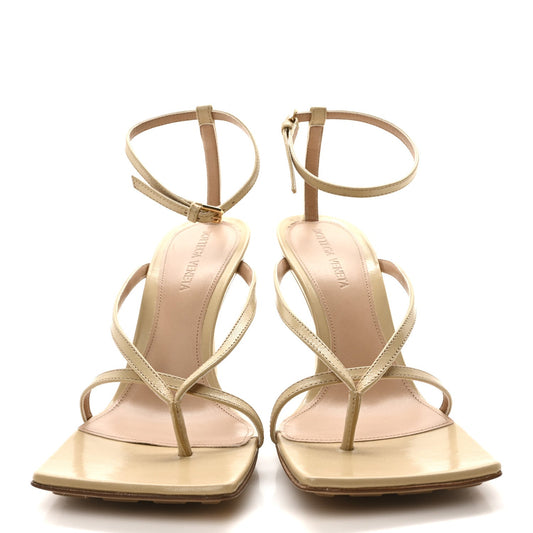 Bottega Veneta Lambskin Stretch Lounge Wedge Sandals 37.5 Cane Sugar