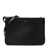 Celine Shiny Textured Calfskin Trio Crossbody Bag Black