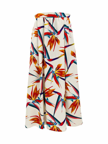 FENDI White Multicolor Printed Size US 6 Midi Skirt