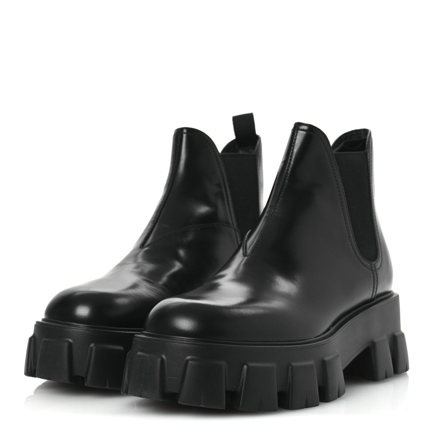 Prada Spazzolato Rois Monolith Chelsea 55mm Ankle Boots 41 Black