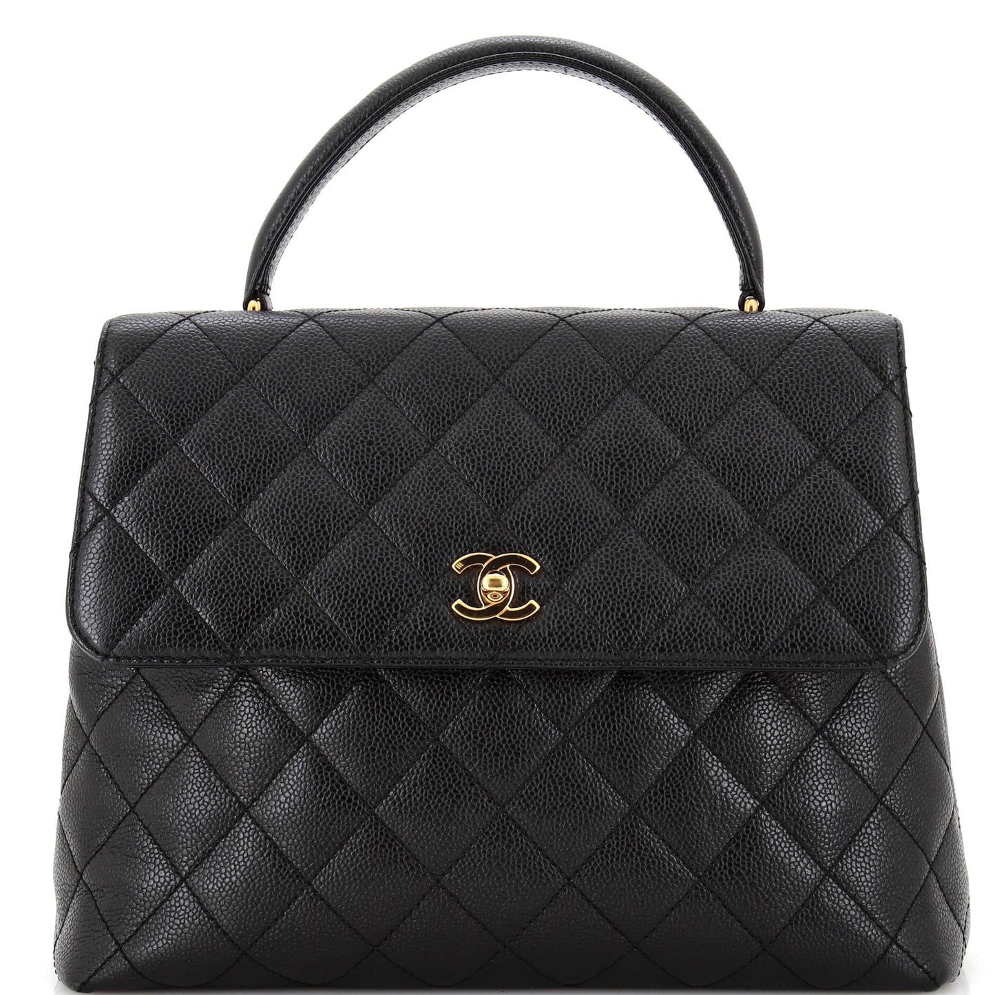CHANEL   Classic Top Handle Flap Bag Quilted Caviar Jumbo