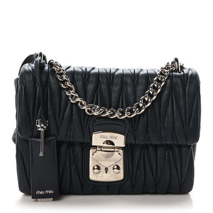 Miu Miu Nappa Matelasse Flap Bag Navy