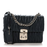 Miu Miu Nappa Matelasse Flap Bag Navy
