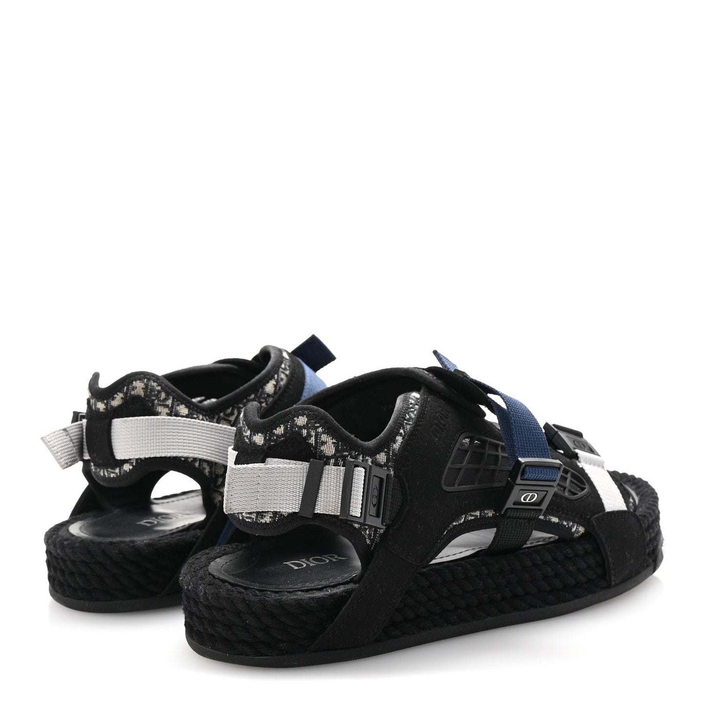 Christian Dior Technical Fabric Oblique Mens Atlas Sandals 44 Black Blue