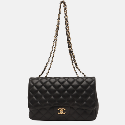Chanel Classic Flap Jumbo Black Lambskin Leather Single Flap with Gold Hardware, 2010-2011