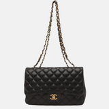 Chanel Classic Flap Jumbo Black Lambskin Leather Single Flap with Gold Hardware, 2010-2011