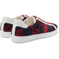 Gucci Navy Ace Leather Trimmed Logo Terry Sneakers