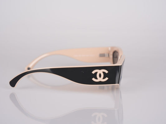 Chanel Cat Eye Sunglasses with CC Logo Black and Beige