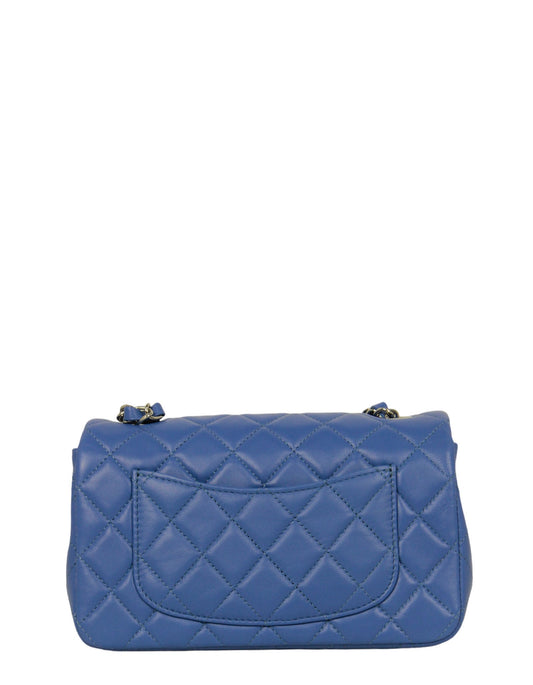 Chanel 2024 Blue Lambskin Rectangular Mini Flap