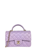 Chanel '24 Light Purple Lambskin Rectangular Mini Flap w/ Handle