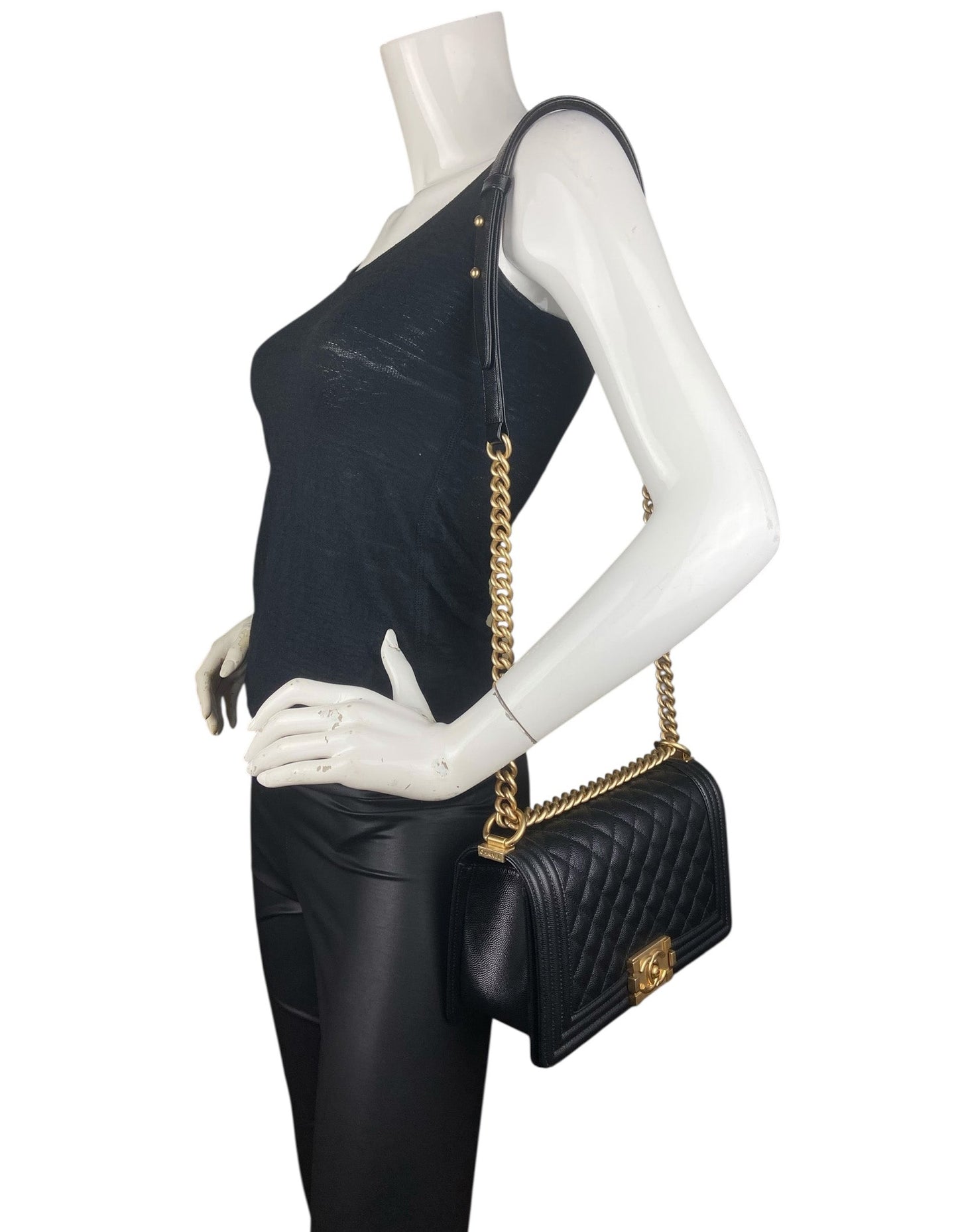Chanel Black Caviar Medium Boy Bag