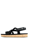 Chanel Black Cord Lambskin Quilted Logo Sandals sz 39