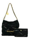 Chanel Black Velvet Sequins Chanel 22 Tote Bag