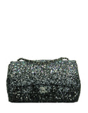 Chanel Black/Silver Ombre Sequin Medium Classic Flap Bag
