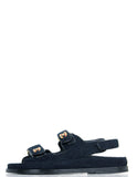 Chanel Navy Blue Velvet Velcro Dad Sandals sz 38