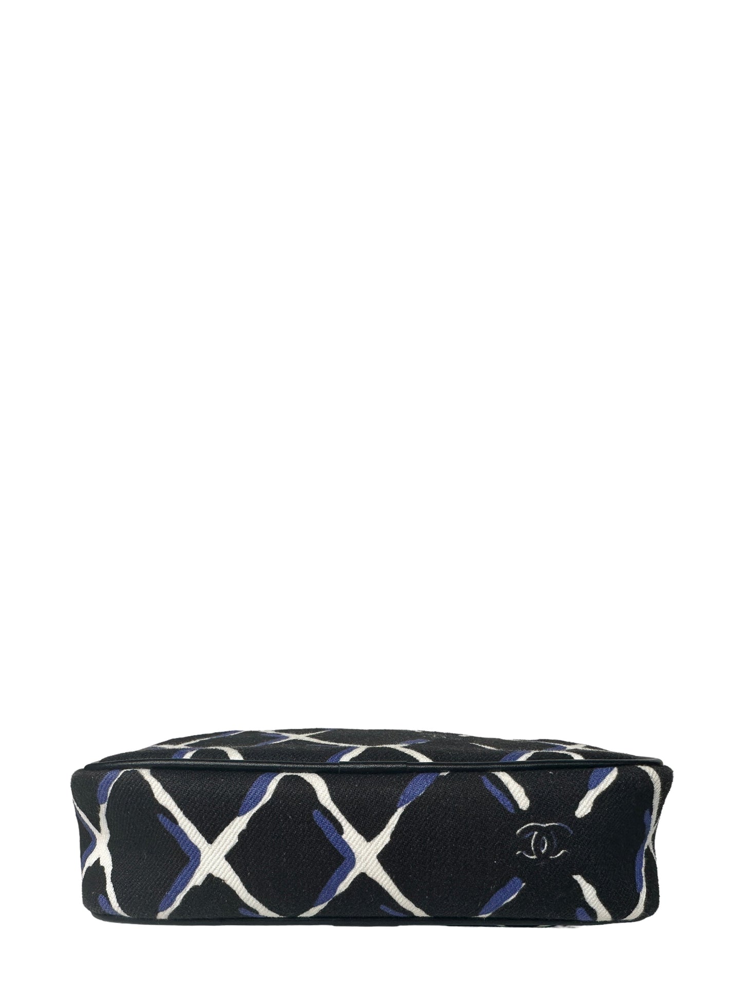 Chanel Black/Navy/White Coco Charm Canvas Wristlet