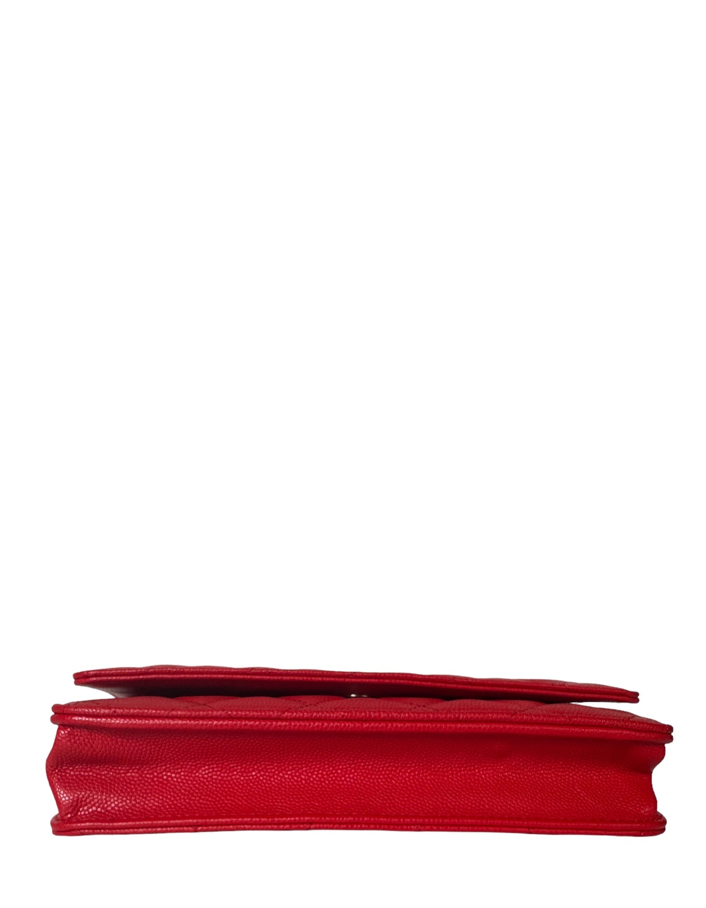 Chanel 2022 NEW Red Quilted Caviar Leather Wallet On Chain WOC Crossbody Bag