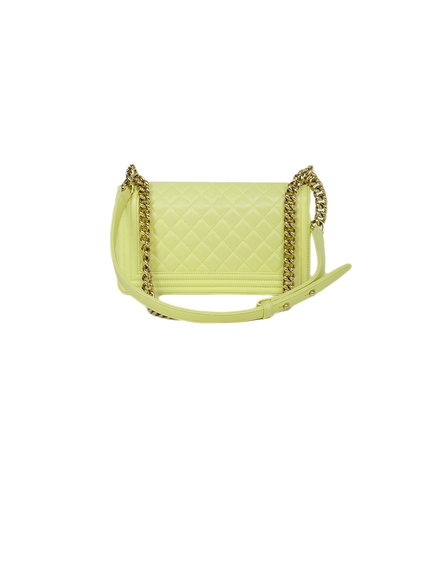 Chanel Yellow Leather Medium Boy Bag