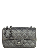 Chanel Gunmetal Caviar Leather Quilted Rectangular Mini Flap Bag