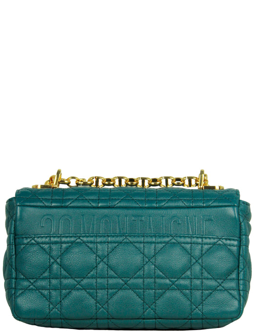 Christian Dior Teal Leather Cannage Small Caro Bag