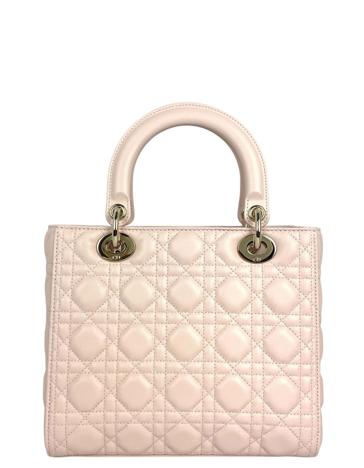 Dior Pink Leather Cannage Quilted Medium Lady Dior