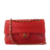Chanel Classic Flap   1989 Red Lambskin Leather with 24k Gold Hardware