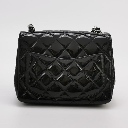 Chanel Classic Flap Mini Square Black Patent Lambskin Crossbody Bag 2014