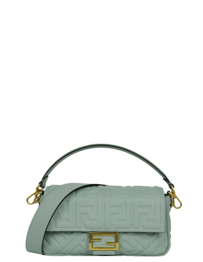 Fendi Blue Embossed FF 1974 Medium Baguette NM