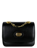 Gucci Black Leather GG Mini Marina Chain Shoulder Bag